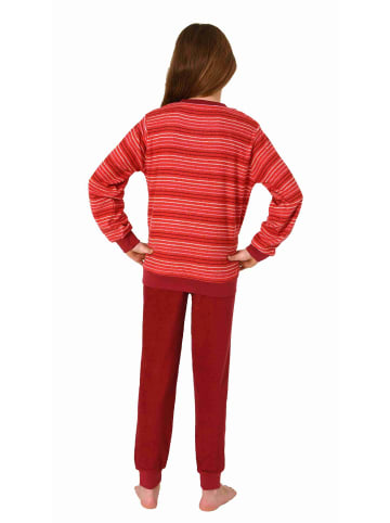 NORMANN langarm Frottee Schlafanzug Pyjama Bündchen Streifen - 77446 in rot