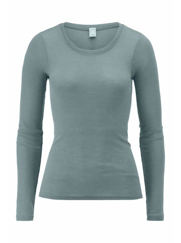 Hessnatur Hessnatur Longsleeve PURE FUNCTION aus Bio-Merinowolle mit Seide in sturmblau