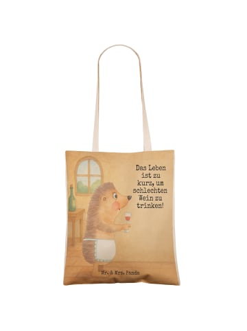 Mr. & Mrs. Panda Tasche Igel Wein Design mit Spruch in Weiß