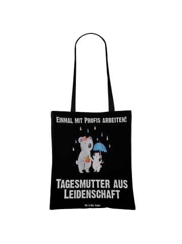 Mr. & Mrs. Panda Tragetasche Tagesmutter Leidenschaft mit Spruch in Schwarz