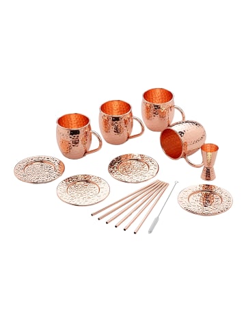 Echtwerk 13 tlg. Set Moscow Mule Kupferbecher im Hammerschlag-Look 500 ml in Kupfer