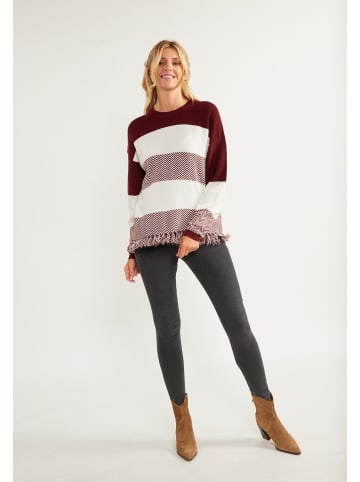 usha FESTIVAL Damen Oversize Strick Pullover in Bordeaux Weiss