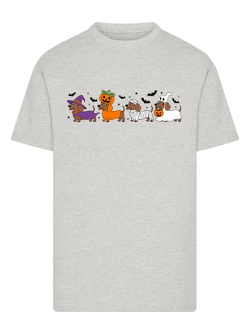 F4NT4STIC T-Shirt Halloween Cute Dackel in grau meliert