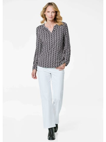 GOLDNER Jerseybluse Elegantes Blusenshirt mit V-Ausschnitt in grau / gemustert