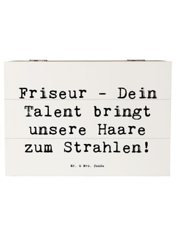 Mr. & Mrs. Panda Erinnerungskiste Spruch Friseur Talent mit Spruch in Weiß
