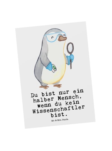 Mr. & Mrs. Panda Postkarte Wissenschaftler Herz mit Spruch in Weiß