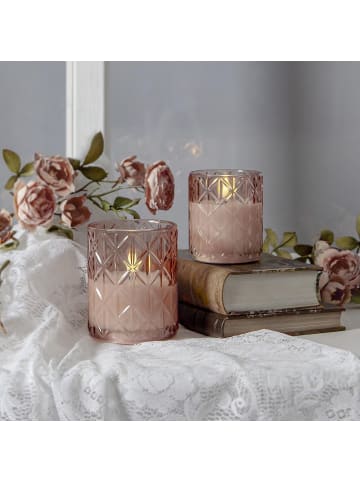 STAR Trading Kleine LED Kerze ,Flamme Romb' , Windlicht, Batterie + Timer, flackern