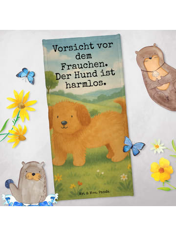 Mr. & Mrs. Panda Badetuch Hund Flauschig Design mit Spruch in Grau Pastell