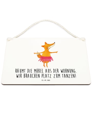 Mr. & Mrs. Panda Wandbild Holz Fuchs Ballerina mit Spruch in Weiß