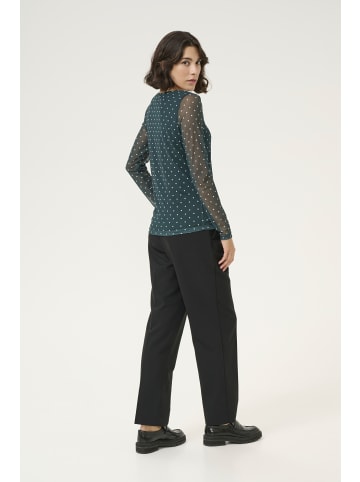 Kaffe Langarm-Bluse KAautumn Tight fit in Green/White Dot