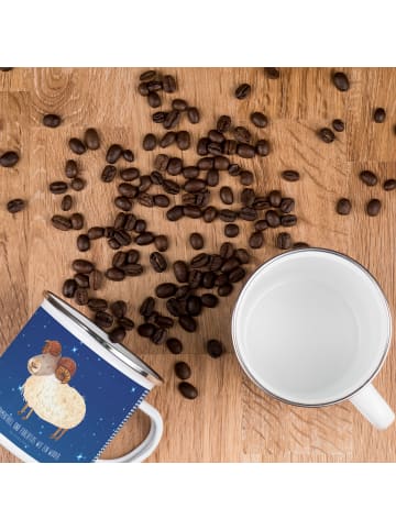 Mr. & Mrs. Panda Camping Emaille Tasse Sternzeichen Widder mit S... in Sternenhimmel Blau