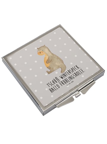 Mr. & Mrs. Panda Handtaschenspiegel quadratisch Otter Bauch mit ... in Grau Pastell