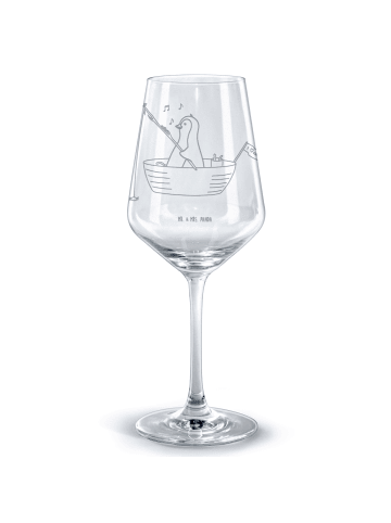 Mr. & Mrs. Panda Weinglas Pinguin Angelboot ohne Spruch in Transparent