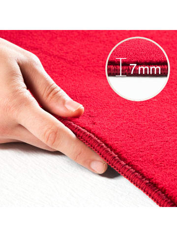 KADIMA DESIGN Teppich Kurzflor Waschbar Einfarbig LECH Microfaser OEKO-TEX in Rot
