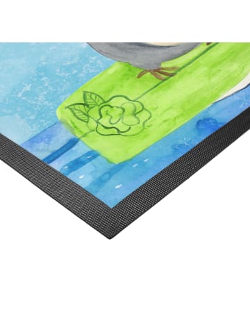 Mr. & Mrs. Panda Schmutzmatte Pinguin Surfer mit Spruch in Eisblau