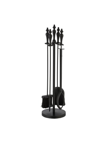 relaxdays 5-tlg. Kaminbesteck-Set in Schwarz