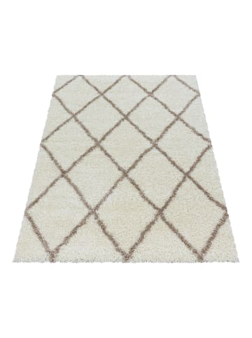 KADIMA DESIGN Teppich Hochflor Shaggy Geometrisch Polypropylen Wohnzimmer in Creme