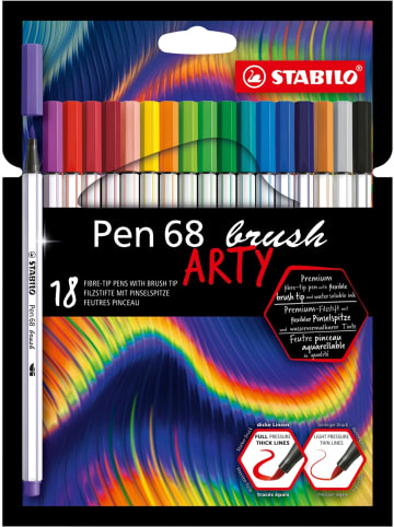 STABILO Premium-Filzstift mit Pinselspitze Pen 68 brush Etui -Arty- Packung ...