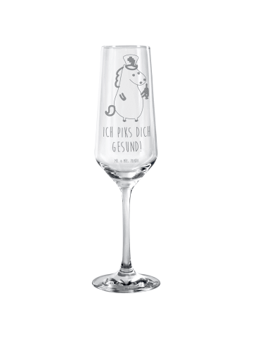 Mr. & Mrs. Panda Sektglas Einhorn Krankenschwester mit Spruch in Transparent