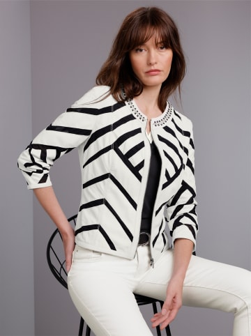 Mainpol Lederblazer in ecru-schwarz