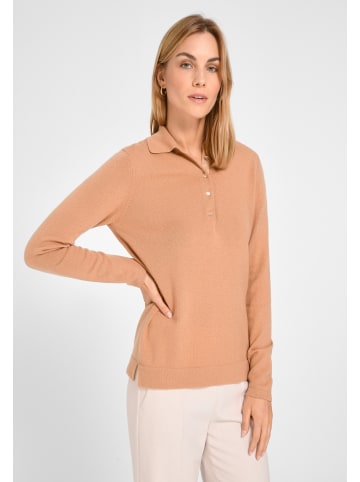 PETER HAHN Strickpolopullover Cashmere in CAPPUCCINO