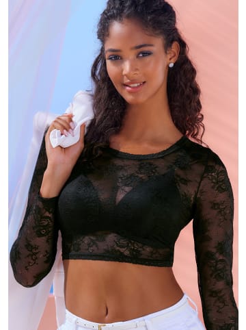LASCANA Spitzentop in schwarz