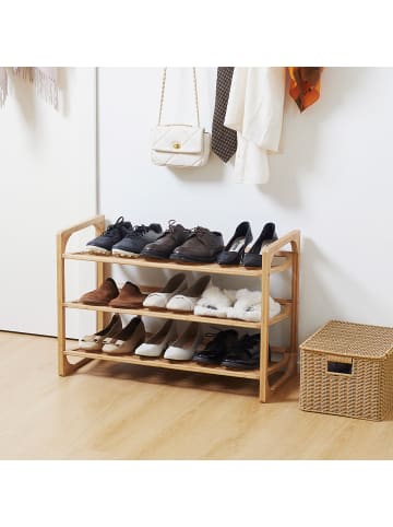 HOMCOM Schuhregal-76L x 33B x 51H cm-Naturholz