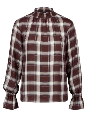 Zero  Karo-Bluse mit Stehkragen in Brown/Beige