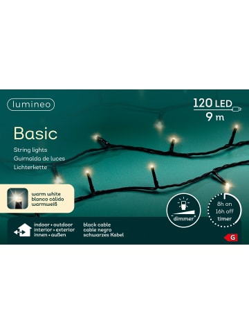 LUMINEO Lichterkette Basic 120 LED 9 m in warm weiß