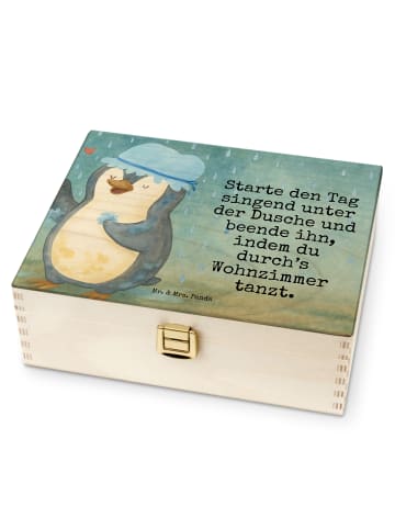 Mr. & Mrs. Panda Tee Box Pinguin Duschen Design mit Spruch in Weiß