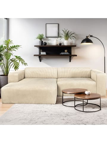 home24 Ecksofa Rosby mit Longchair in Creme