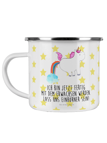 Mr. & Mrs. Panda Kaffeebecher Einhorn Pupsen mit Spruch in Weiß