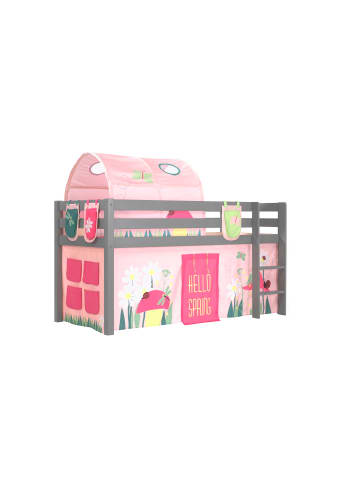58 aufm Kessel KINDERBETT Karolina 210x114x106 Massivholz Grau Textilset Spring 4