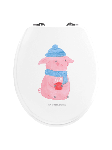 Mr. & Mrs. Panda Motiv WC Sitz Schweinchen Glühwein ohne Spruch in Weiß
