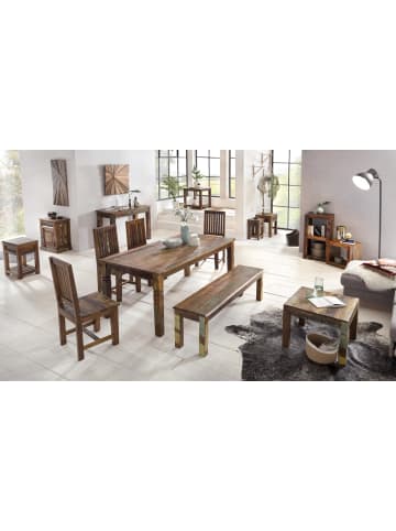 KADIMA DESIGN Couchtisch Massiv | 60x47x60cm, Shabby-Chic, Bootsholz, Quadratisch in Braun