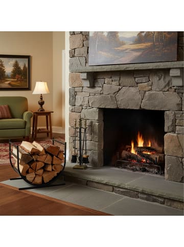 relaxdays Kaminholzregal in Schwarz - (B)46 x (H)40 x (T)38 cm