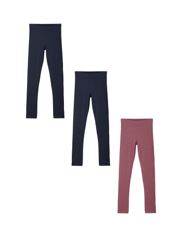 name it Basic Leggings 3er Stück Set NKFVIVIAN in Dunkelblau-Rot