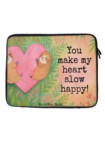 Mr. & Mrs. Panda Laptop Tasche Faultiere Herz Design mit Spruch in Weiß