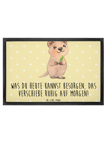 Mr. & Mrs. Panda Türvorleger Quokka Happy mit Spruch in Gelb Pastell