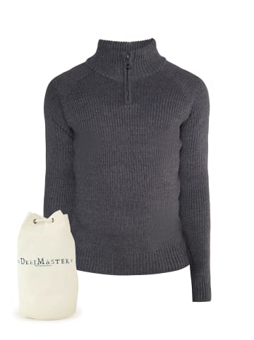 DreiMaster Vintage Strickpullover + Shopping Bag - Set in Dunkelgrau Melange