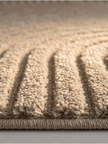 KADIMA DESIGN Hochflorteppich 3D Bögen Boho Waschbar Wohnzimmer in Beige