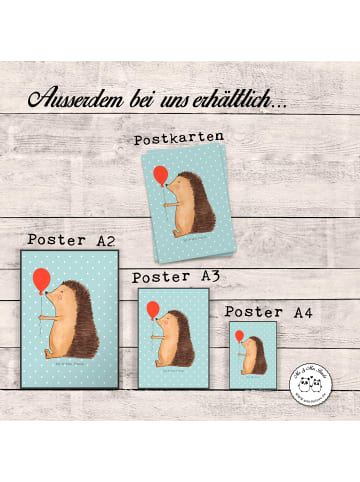 Mr. & Mrs. Panda Bild Igel Luftballon ohne Spruch in Türkis Pastell