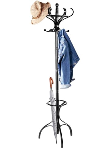 COSTWAY 182cm Garderobenständer Holz in Schwarz