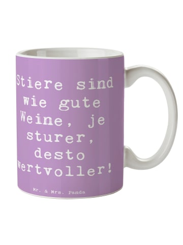 Mr. & Mrs. Panda Tasse Spruch Sturer Stier mit Spruch in Lavendeltraum
