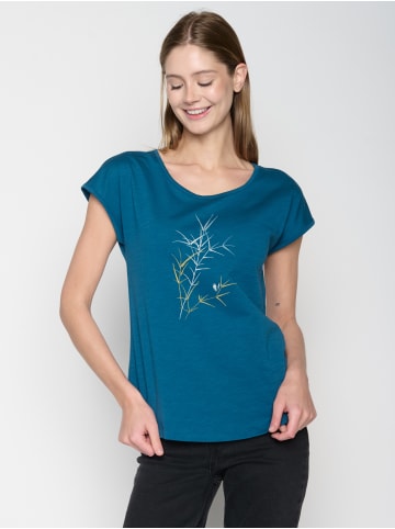 GreenBomb Cool Nature Bird Reed in Rich Blue