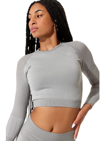 Stark Soul® Long Sleeve Crop Top in Grau