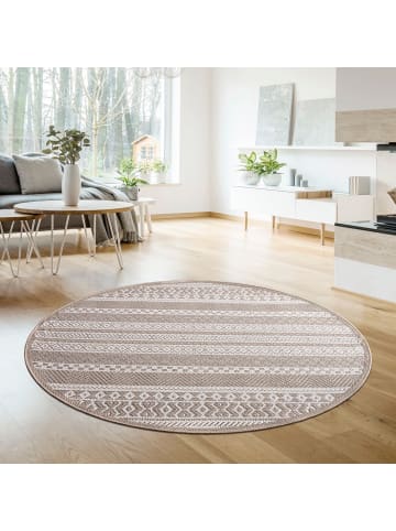 KADIMA DESIGN Teppich Kurzflor Streifen Boho Wohnzimmer in Beige