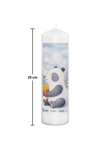 Mr. & Mrs. Panda Kerze Panda Winter Pommes Design ohne Spruch in Weiß
