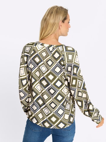 Heine Druckbluse in khaki-champagner-bedruckt