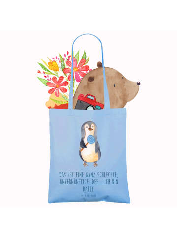 Mr. & Mrs. Panda Umhängetasche Pinguin Lolli mit Spruch in Sky Blue